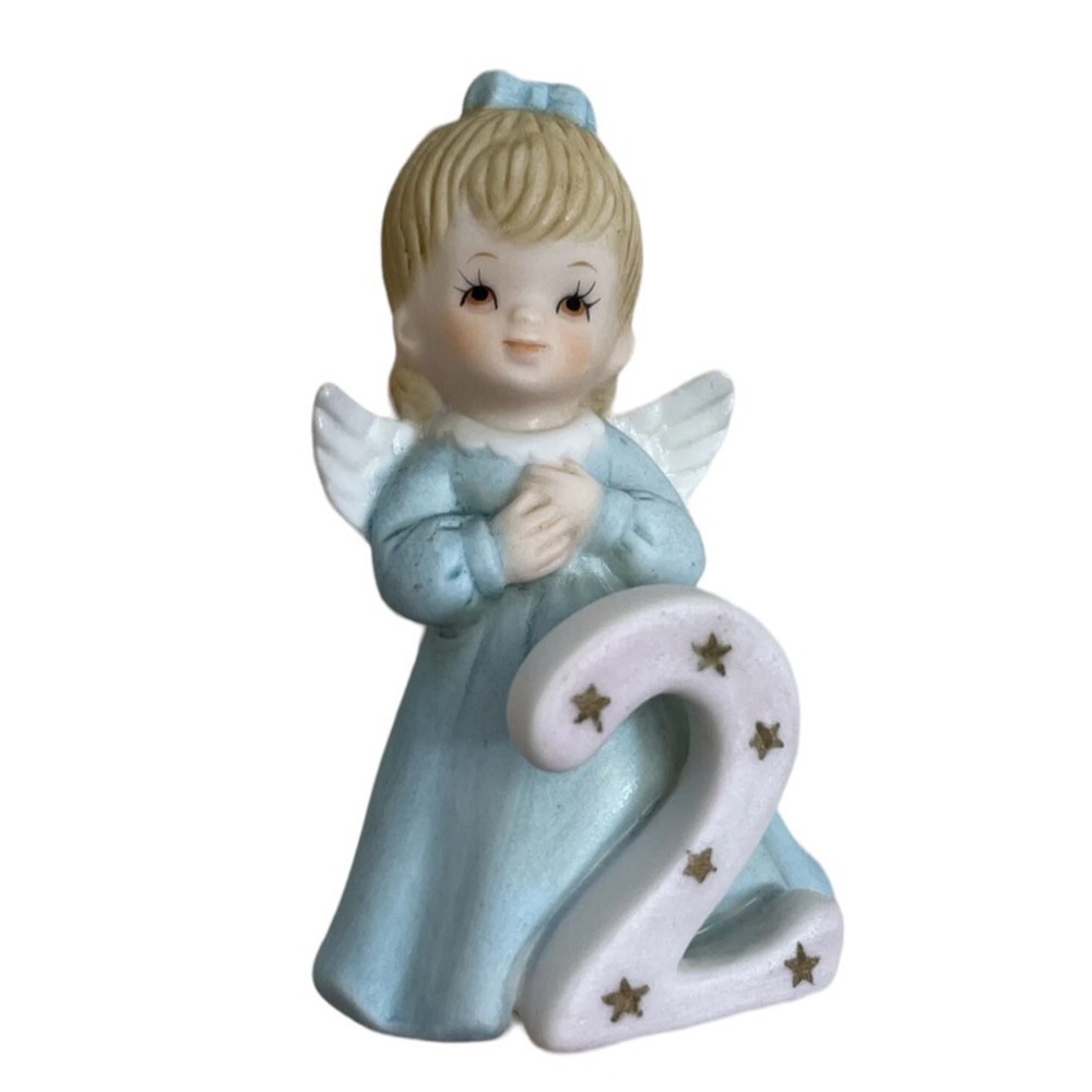 Lefton Figurine Two Year Birthday Girl Child Angel 1985 Porcelain #05170